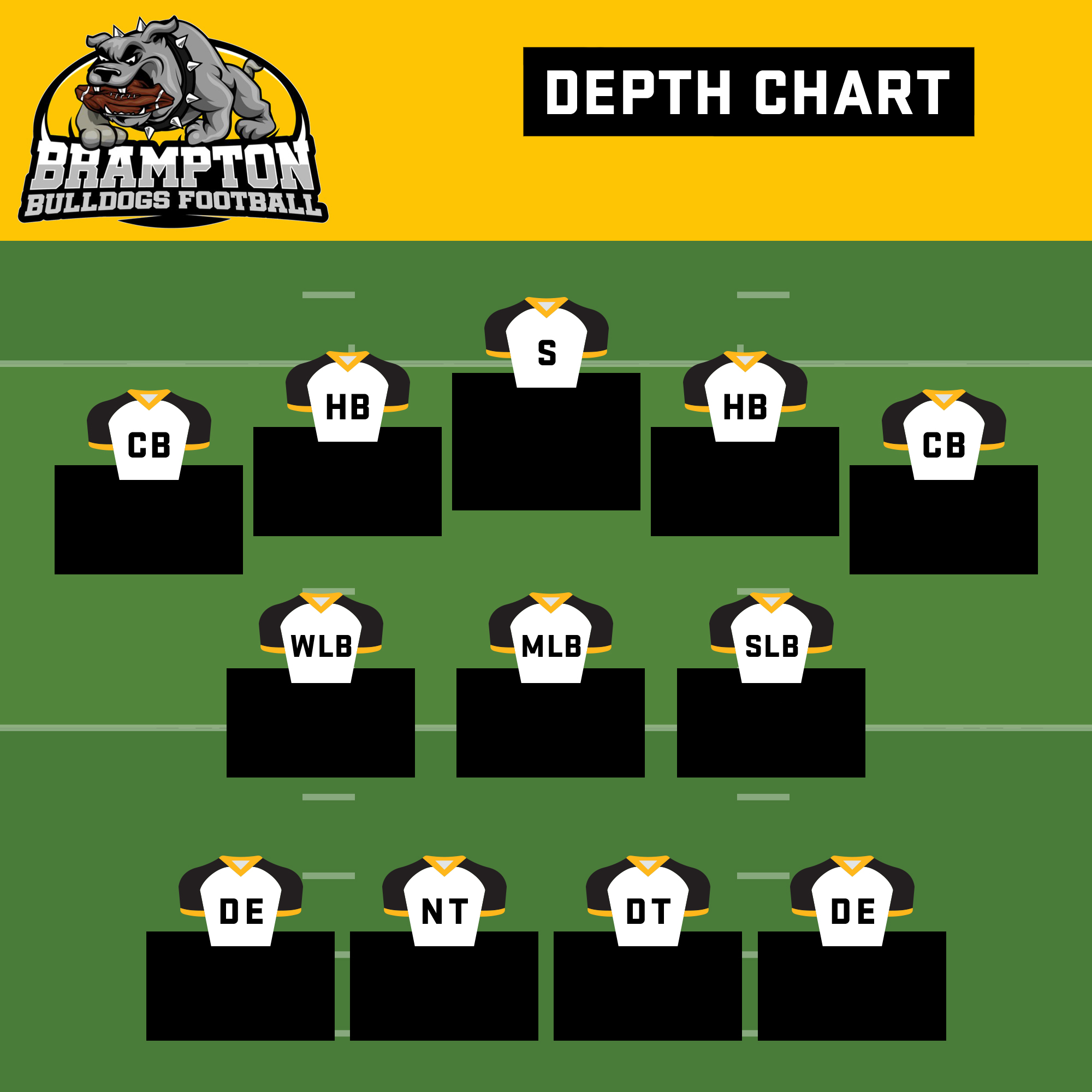 U14 Bantam Defensive Depth Chart